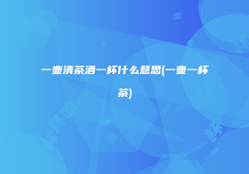 一壶清茶酒一杯什么意思(一壶一杯茶)