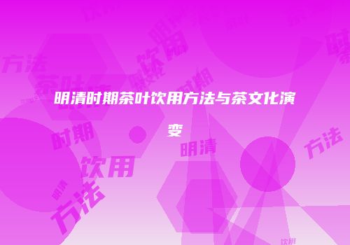 明清时期茶叶饮用方法与茶文化演变