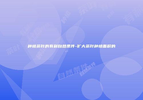 种植茶叶的有利自然条件-扩大茶叶种植面积的