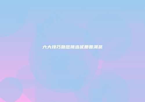 六大技巧助您挑选优质普洱茶