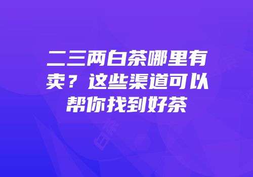 二三两白茶哪里有卖？这些渠道可以帮你找到好茶