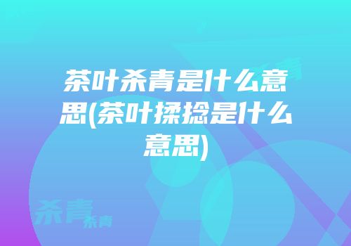 茶叶杀青是什么意思(茶叶揉捻是什么意思)