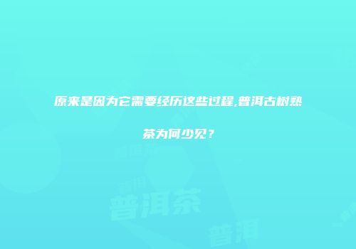 原来是因为它需要经历这些过程,普洱古树熟茶为何少见？