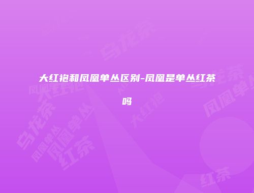 大红袍和凤凰单丛区别-凤凰是单丛红茶吗