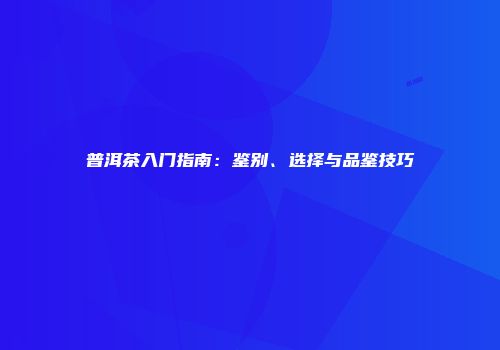 普洱茶入门指南：鉴别、选择与品鉴技巧