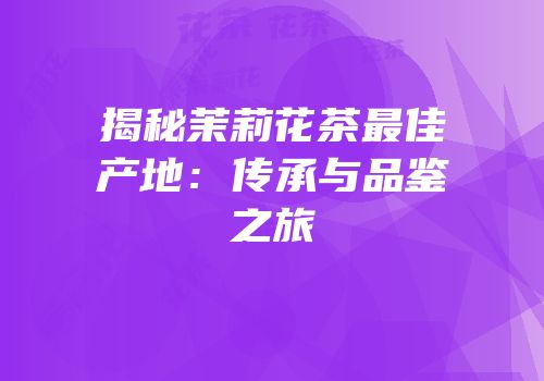 揭秘茉莉花茶最佳产地：传承与品鉴之旅