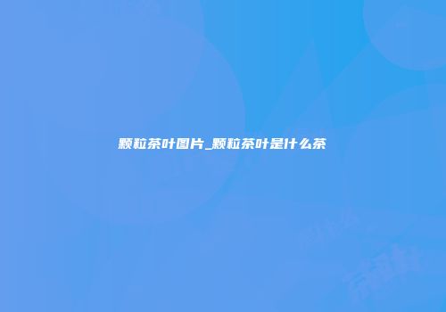 颗粒茶叶图片_颗粒茶叶是什么茶