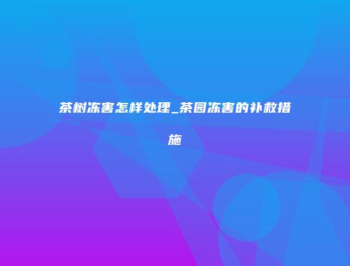 茶树冻害怎样处理_茶园冻害的补救措施