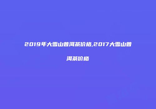 2019年大雪山普洱茶价格,2017大雪山普洱茶价格