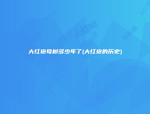 大红袍母树多少年了(大红袍的历史)