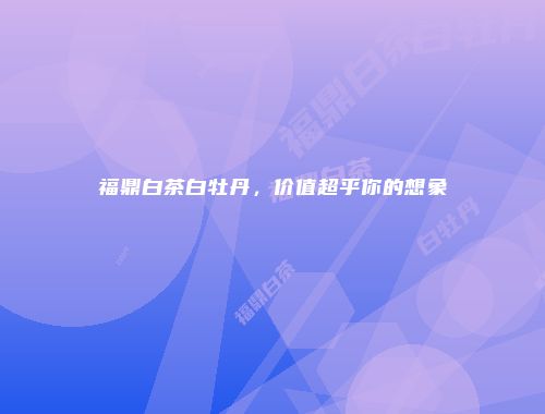 福鼎白茶白牡丹，价值超乎你的想象