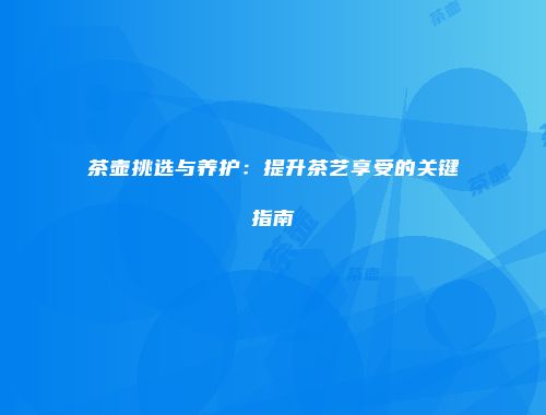 茶壶挑选与养护：提升茶艺享受的关键指南