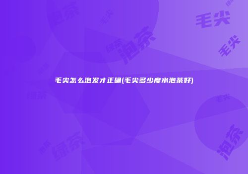 毛尖怎么泡发才正确(毛尖多少度水泡茶好)