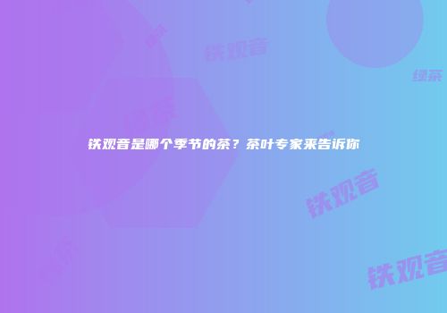 铁观音是哪个季节的茶？茶叶专家来告诉你