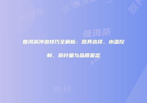 普洱茶冲泡技巧全解析：器具选择、水温控制、茶叶量与品质鉴定