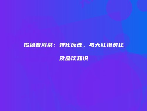揭秘普洱茶：转化原理、与大红袍对比及品饮知识