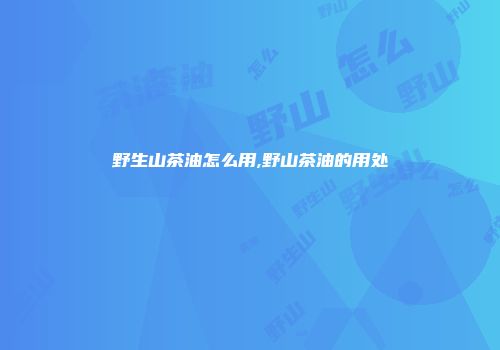 野生山茶油怎么用,野山茶油的用处