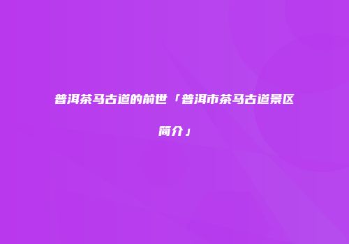 普洱茶马古道的前世「普洱市茶马古道景区简介」