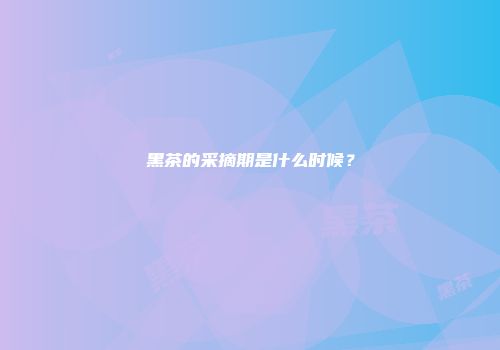 黑茶的采摘期是什么时候？