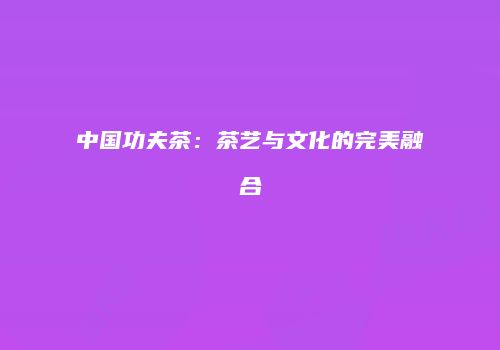 中国功夫茶：茶艺与文化的完美融合