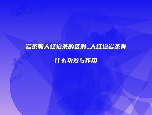 岩茶和大红袍茶的区别_大红袍岩茶有什么功效与作用
