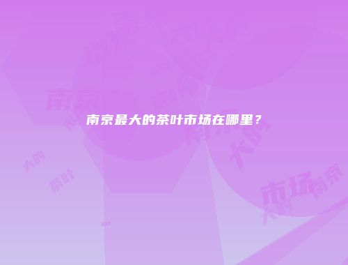 南京最大的茶叶市场在哪里？