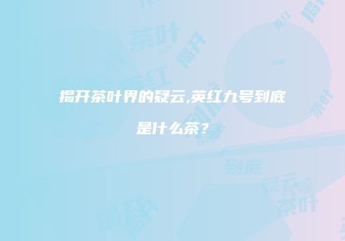 揭开茶叶界的疑云,英红九号到底是什么茶？