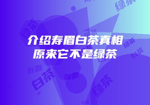 介绍寿眉白茶真相原来它不是绿茶