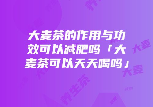 大麦茶的作用与功效可以减肥吗「大麦茶可以天天喝吗」