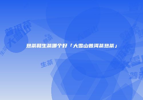 熟茶和生茶哪个好「大雪山普洱茶熟茶」