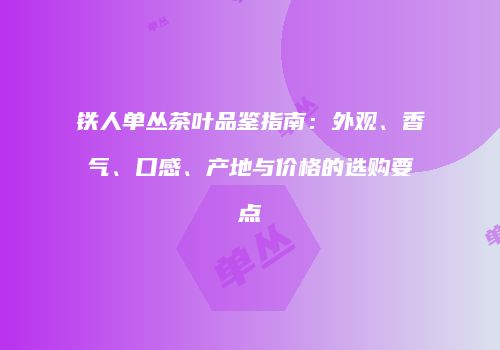 铁人单丛茶叶品鉴指南：外观、香气、口感、产地与价格的选购要点