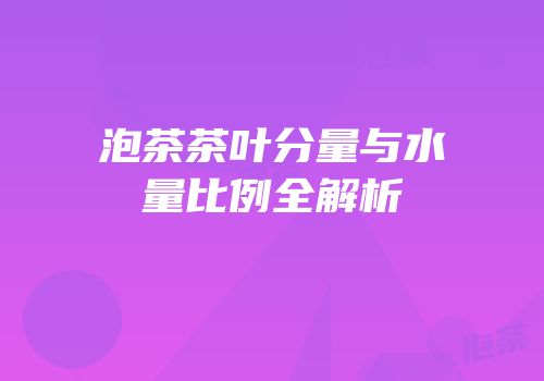 泡茶茶叶分量与水量比例全解析