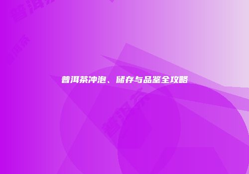 普洱茶冲泡、储存与品鉴全攻略