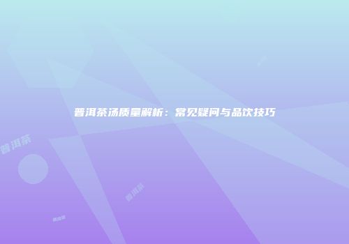 普洱茶汤质量解析：常见疑问与品饮技巧