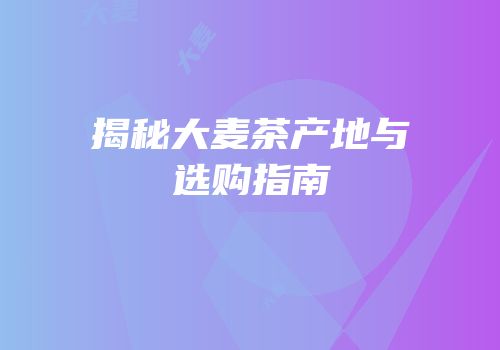 揭秘大麦茶产地与选购指南