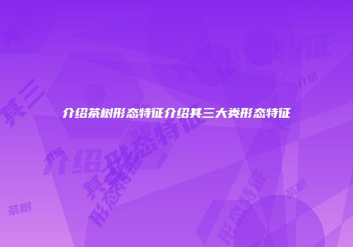 介绍茶树形态特征介绍其三大类形态特征