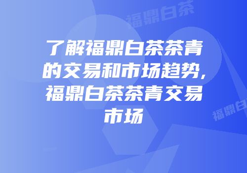 了解福鼎白茶茶青的交易和市场趋势,福鼎白茶茶青交易市场