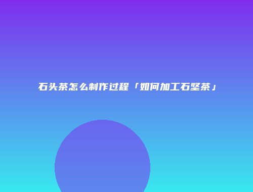 石头茶怎么制作过程「如何加工石坚茶」