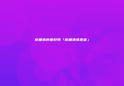 底槽清的壶好吗「底槽清铁观音」