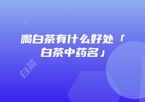 喝白茶有什么好处「白茶中药名」