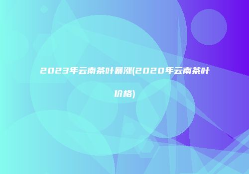 2023年云南茶叶暴涨(2020年云南茶叶价格)