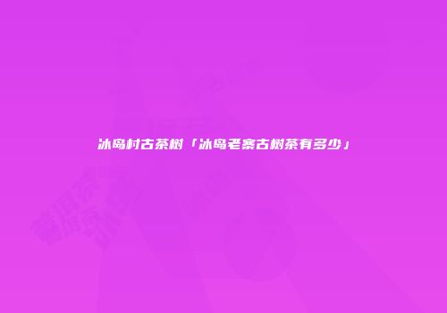冰岛村古茶树「冰岛老寨古树茶有多少」