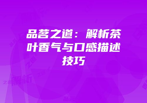 品茗之道：解析茶叶香气与口感描述技巧