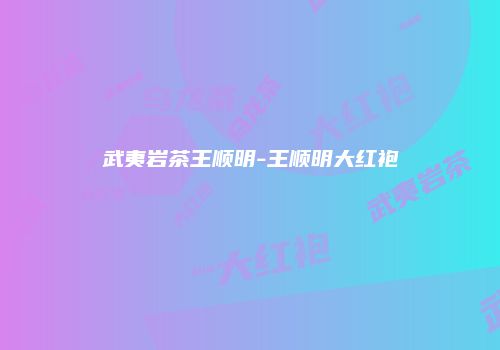 武夷岩茶王顺明-王顺明大红袍