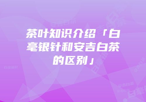 茶叶知识介绍「白毫银针和安吉白茶的区别」
