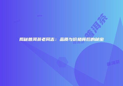 揭秘普洱茶老同志：品质与价格背后的秘密