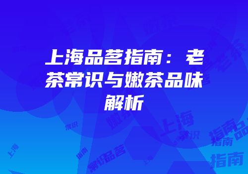 上海品茗指南：老茶常识与嫩茶品味解析