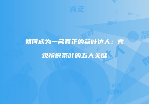 如何成为一名真正的茶叶达人：客观辨识茶叶的五大关键