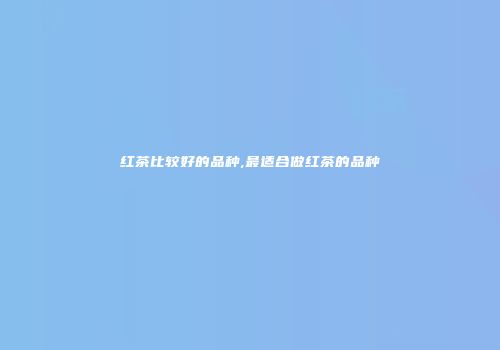 红茶比较好的品种,最适合做红茶的品种