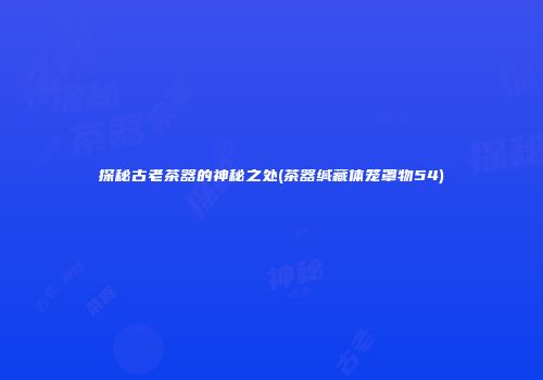 探秘古老茶器的神秘之处(茶器缄藏体笼罩物54)